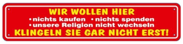 Blechschild - Nicht klingeln - XXL Version - S86