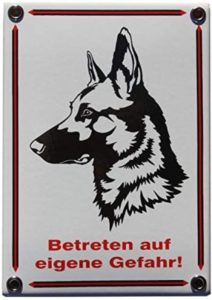 Emailleschild - Betreten auf eigene Gefahr - Motiv 1