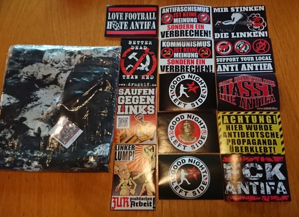 Aufkleber Paket - FCK ANTIFA - 300 Stück + Fahne FCK ANTFIA