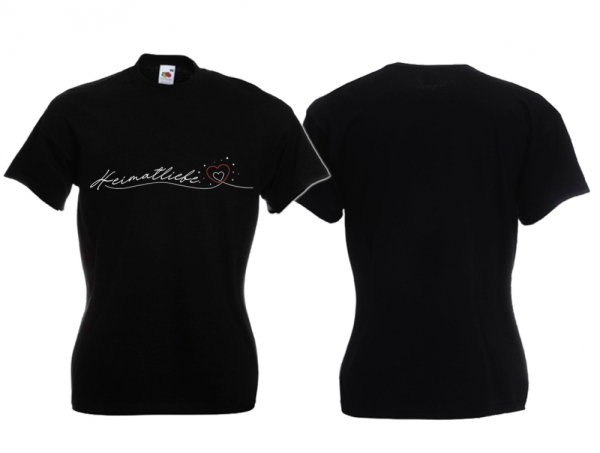 Frauen T-Shirt - Heimatliebe mit Herz - schwarz