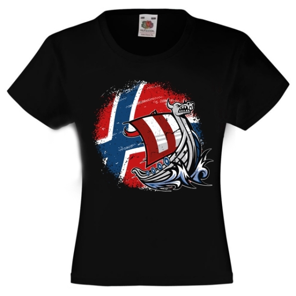 Kinder T-Shirt - Wikinger Schiff - Norwegen