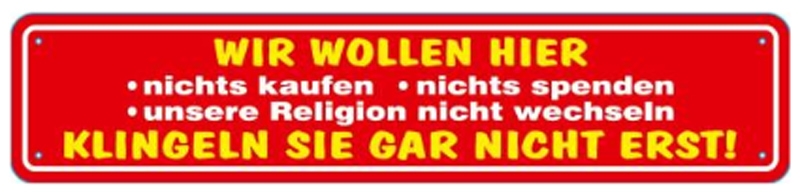 Blechschild - Nicht klingeln - XXL Version - S86