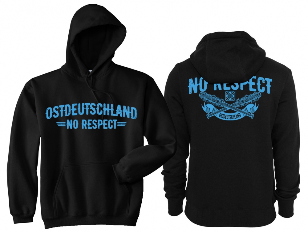 Kapuzenpullover - Ostdeutschland - No Respect - schwarz/blau