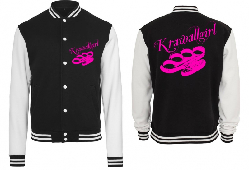 Frauen College Jacke - schwarz/weiß - Krawallgirl - pink