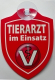 Schild mit Saugnapf - Tierarzt im Einsatz